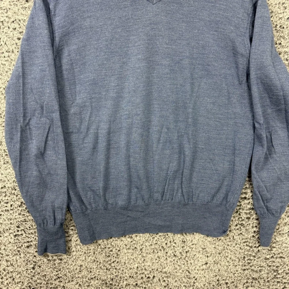 J Hilburn Sweater Mens Medium Blue Wool Cashmere V Neck Lightweight Knit M